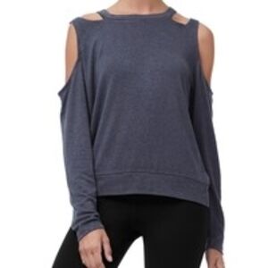 Good American Cold Shoulder Top in Dark Grey
